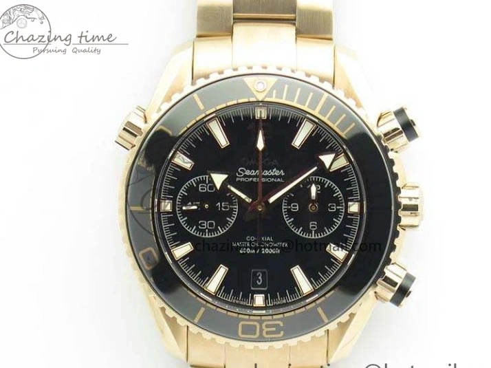 0328 Seamaster Pro Chrono RG Best Edition Black Ceramic Black Dial On RG Bracelet A ComfortFit 8130